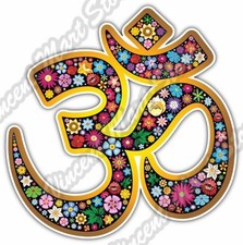 Om Aum Namaste Yoga Symbol Floral Colorful Car Bumper Vinyl Sticker Decal 4.6"
