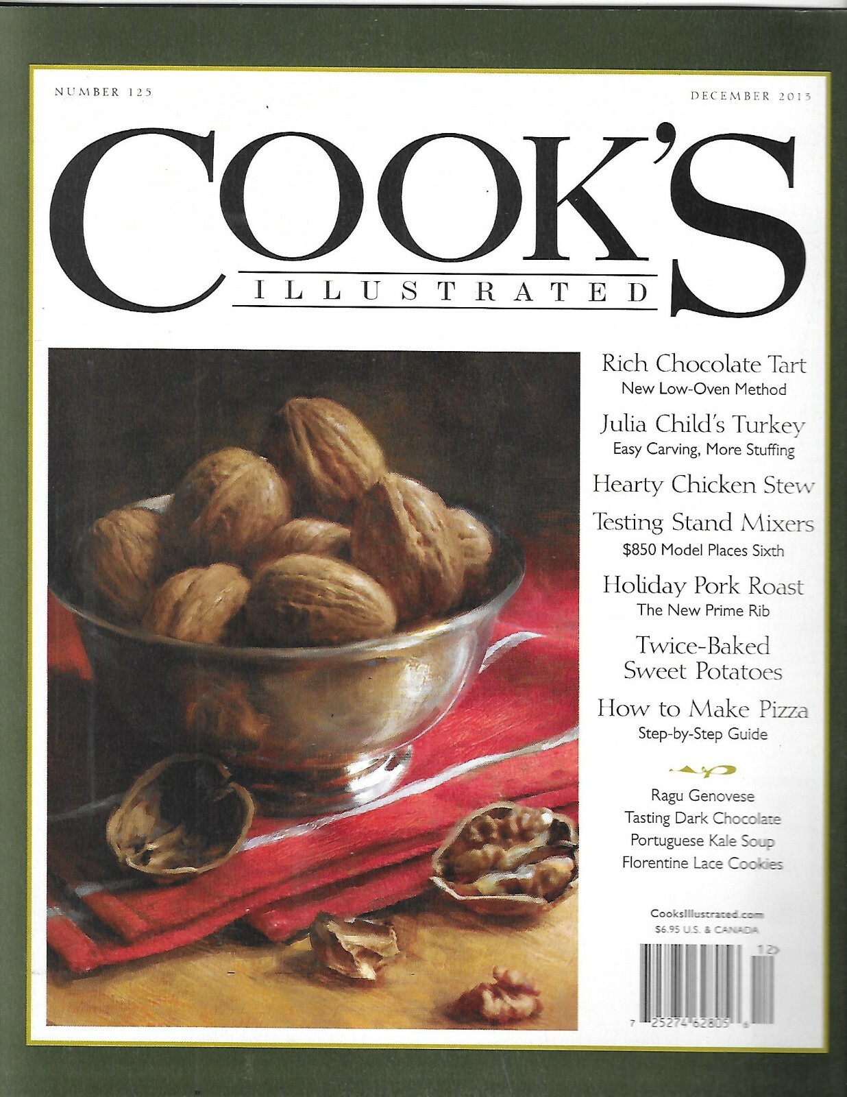 Cook's Illustrated Magazine Chocolate Tart Julia Child Turkey Chicken Stew Pizza
