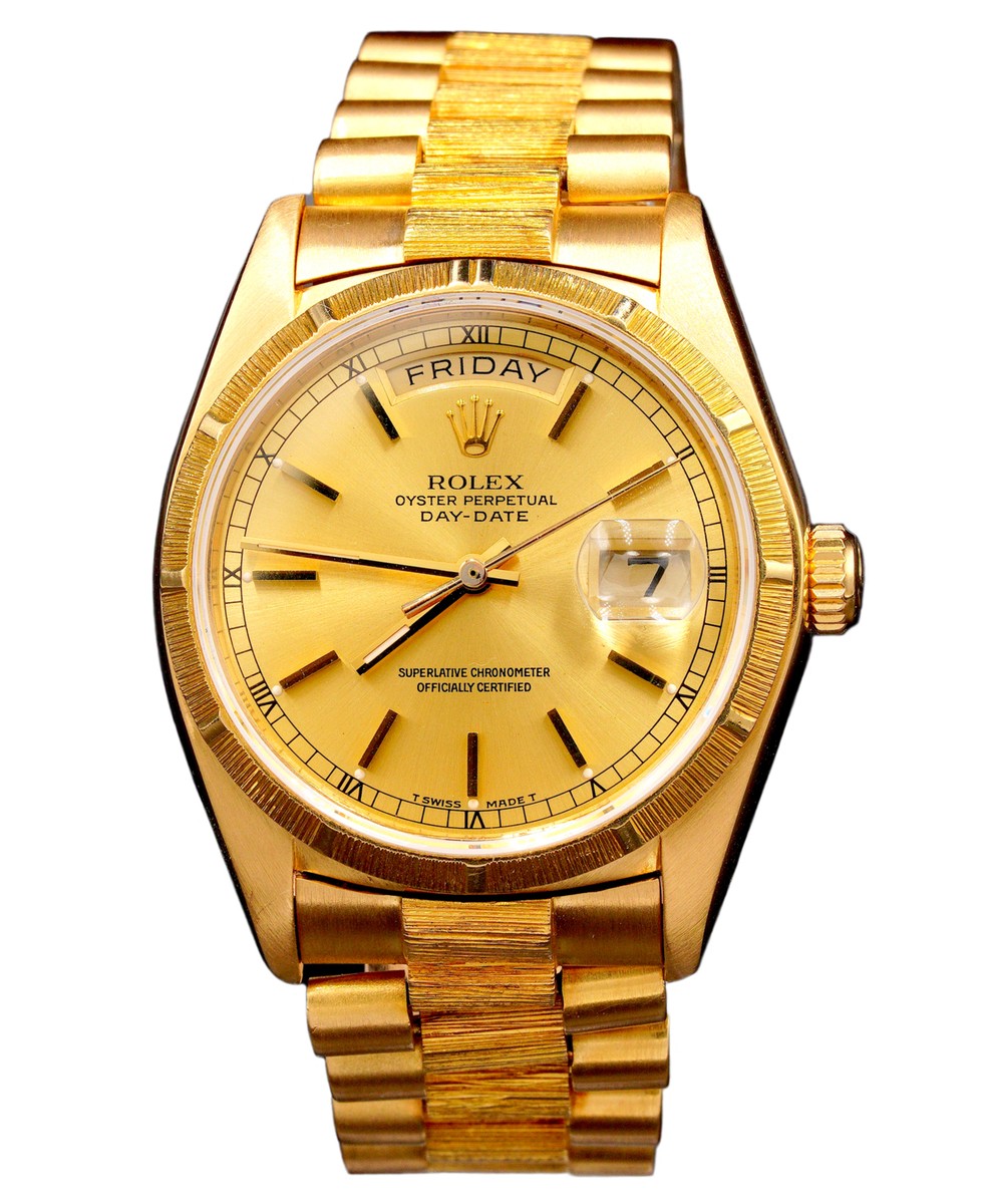 Rolex Day-Date President 18078 Mens 18k Yellow Gold Bark Finish