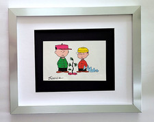 CHARLES SCHULZ + Signed Christmas 1968 Peanuts SNOOPY Cartoon + New  Frame +BUY!