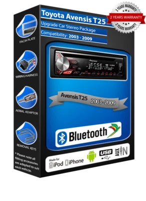 Lecteur CD Toyota Avensis T25 USB AUX, Kit Bluetooth Pioneer Mains Libres - Photo 1/4
