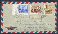 North BORNEO to GERMANY 1950 KGVI + Nativ Chief on Airmail Cover SANDAKAN to..