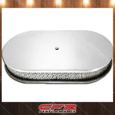 Cobra-Tek Fits 15" Oval Polished Aluminum Air Cleaner Smooth  5 1/8" Carburetor