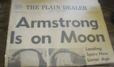 ARMSTRONG IS ON THE MOON-THE PLAIN DEALER Cleveland July 21st 1969 NEWSPAPER