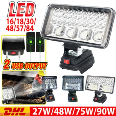 MARKENLOS 27-90W Für Makita Li-ion Akku LED Arbeitsleuchte 18V Strahler Licht Taschenlampe