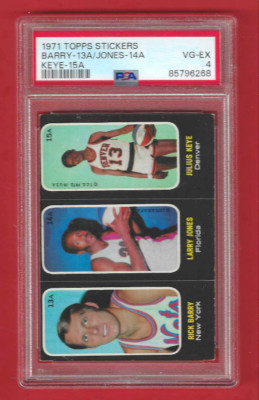 Basketball 1971/72 Topps Sticker Basketball Rick Barry Larry Jones Keye PSA 4