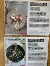 2 NEW Embroidery DIY Kits Round Flowers Floral