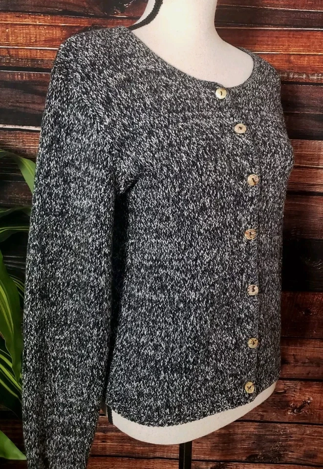 Cárdigan Suéter Carolina Colores Grande Botón Frontal Mármol Hecho en EE. UU. De Colección Foto 2 de 4