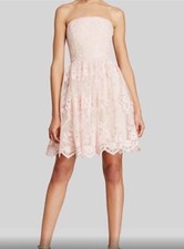 Vera Wang Strapless Blush Pink Layered Lace Dress Size 2