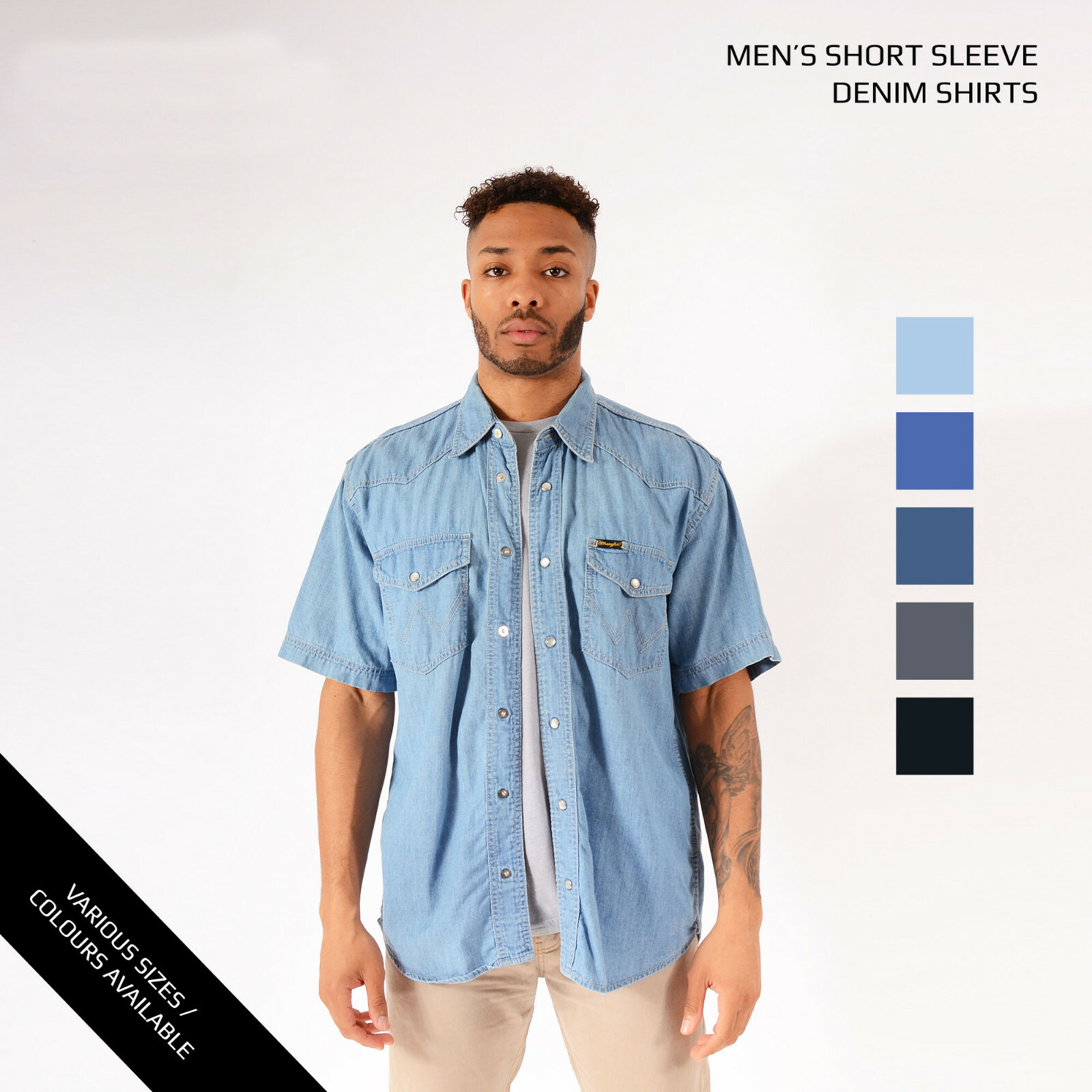 mens short sleeve denim shirt xxl