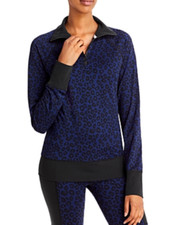AQUA Cheetah Jacquard Quarter Zip Sweatshirt 4C 812
