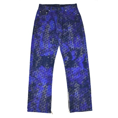 NWT $1,395 Off-White Virgil Abloh Allover Logo Velvet Denim Jeans