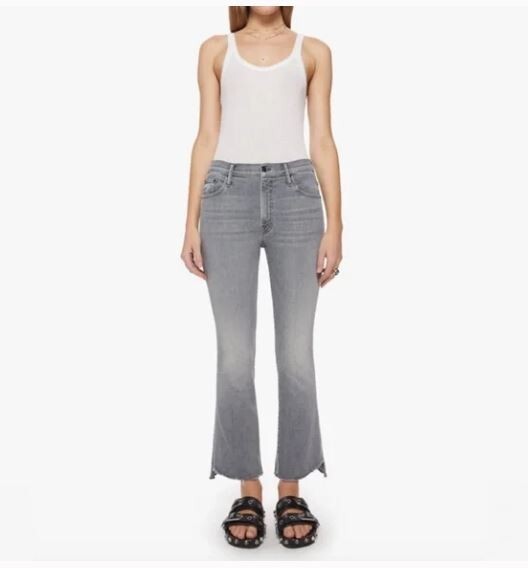 MOTHER Womens Jeans Gray Insider Crop Step Fray Sz 28 Barely MOTHER Womens Jeans Gray Insider Crop Step Fray Sz 28 Barely
