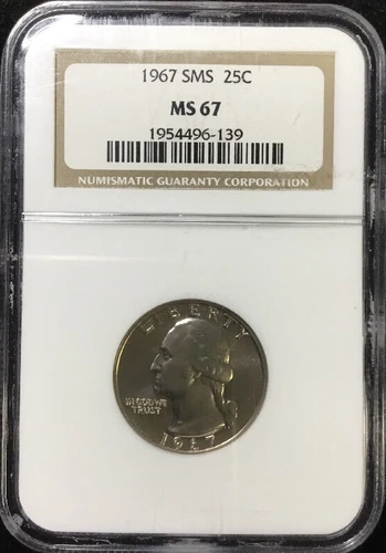 1967 SMS 25c Washington Quarter NGC MS67 #