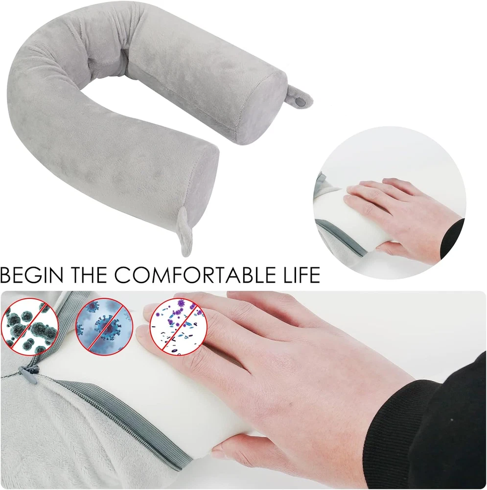 Travel Pillow-Twist Memory Foam Neck Waist Leg Support For Airplane Buses Trains