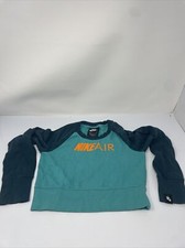 Nike Cropped Crewneck Sweatshirt Kids Girls Size Small Teal Air Logo