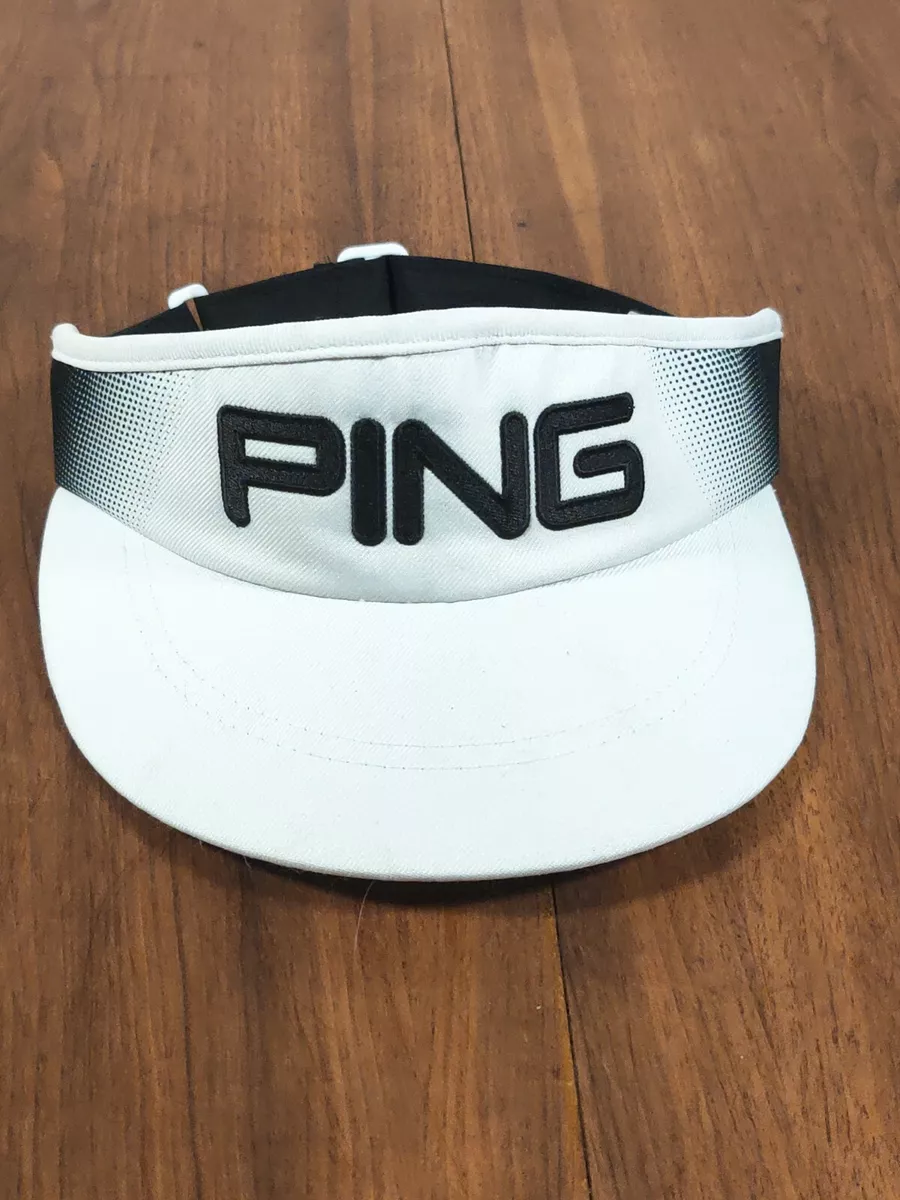 Vintage Ping Golf Visor Adjustable Black and White Terry Cloth Rim