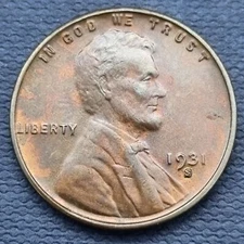 1931 S Wheat Penny Lincoln Cent 1c High Grade BU Toned #35791