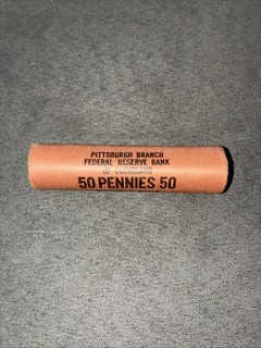1958 P Lincoln Wheat Cent BU Uncirculated Roll Original Rolled In 1958 Unopened