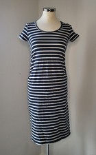 Soft & Comfy Jersey Casual Mamalicious Maternity Dress XS UK 6 Navy White Strip