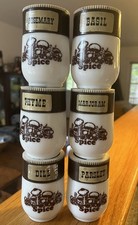 Vintage Gemco Glass Spice Jars Set of 5 with Brown & White Dial Lids — listing 2