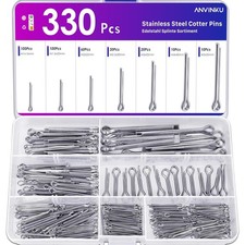 330 Pcs Cotter Pins Assortment Kit, 7 Sizes 304 Stainless Steel Split Pins Set