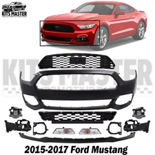 NEW Front Bumper Cover Primed & Grille Assembly Kit For 2015-2017 Ford Mustang