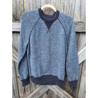 Jack Spade Warren Street Mens Blue Gray Marled Cotton Raglan Crewneck Sweater M
