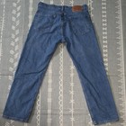 Levi's Mens Straight Fit Blue Medium Wash Denim Cotton Jeans 5-Pocket Logo — photo 5