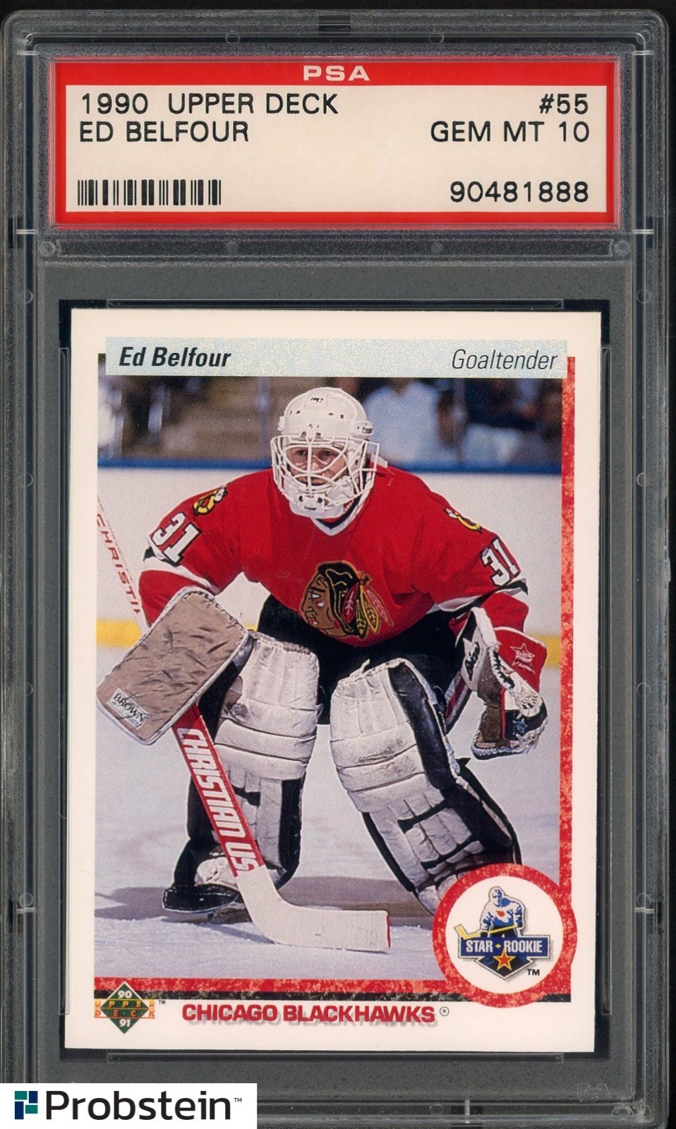 1990 Upper Deck Hockey #55 Ed Belfour RC Rookie HOF PSA 10 GEM MINT