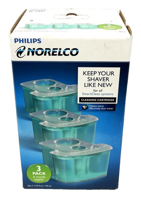 NEW/SEALED  Norelco SmartClean Cleaning Cartridge 3 Pack JC303