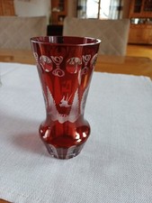 Glas Vase - BÖHMEN EGERMANN Rot Antik  Höhe = 13 cm