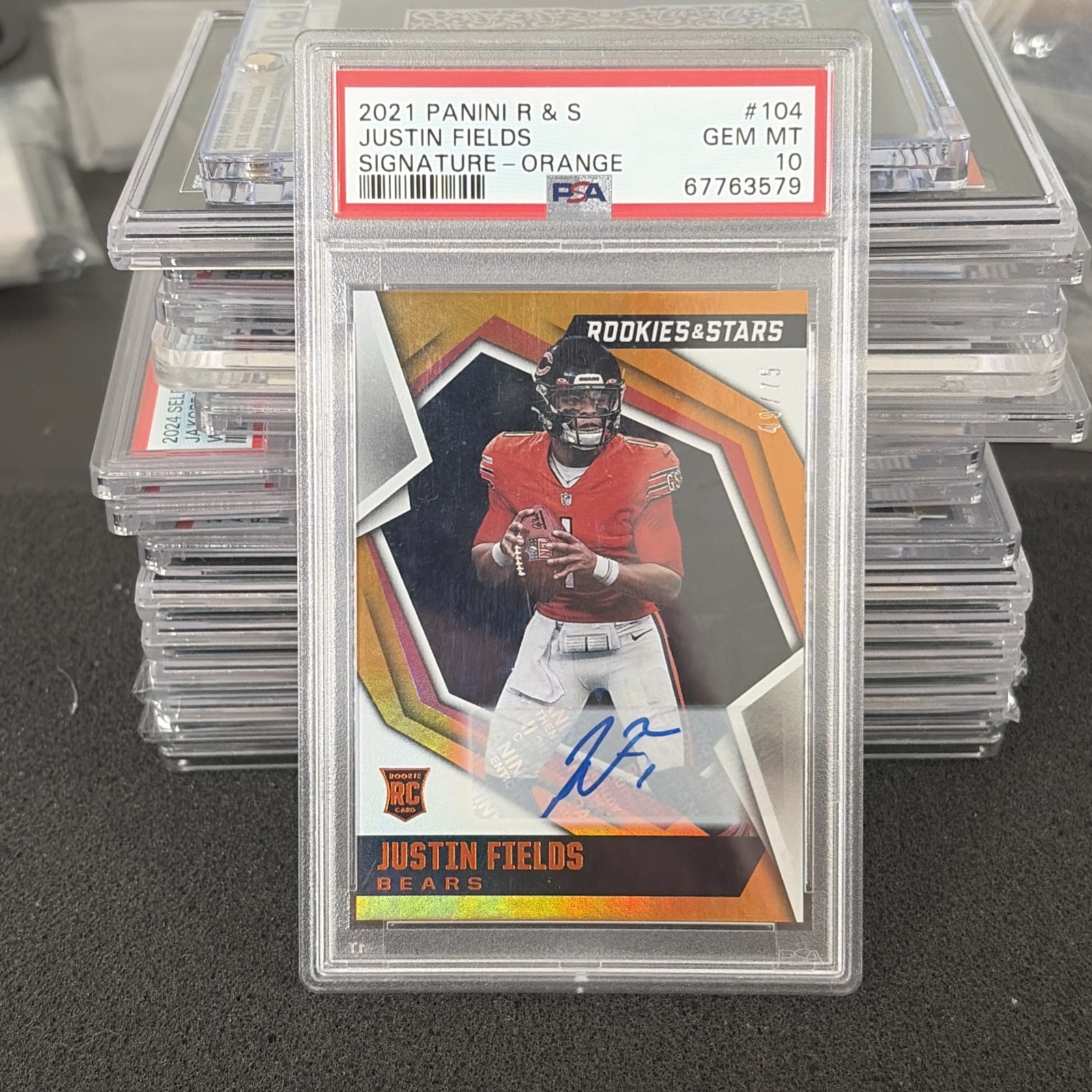 Justin Fields Panini Rookies & Stars #104 Signature-Orange