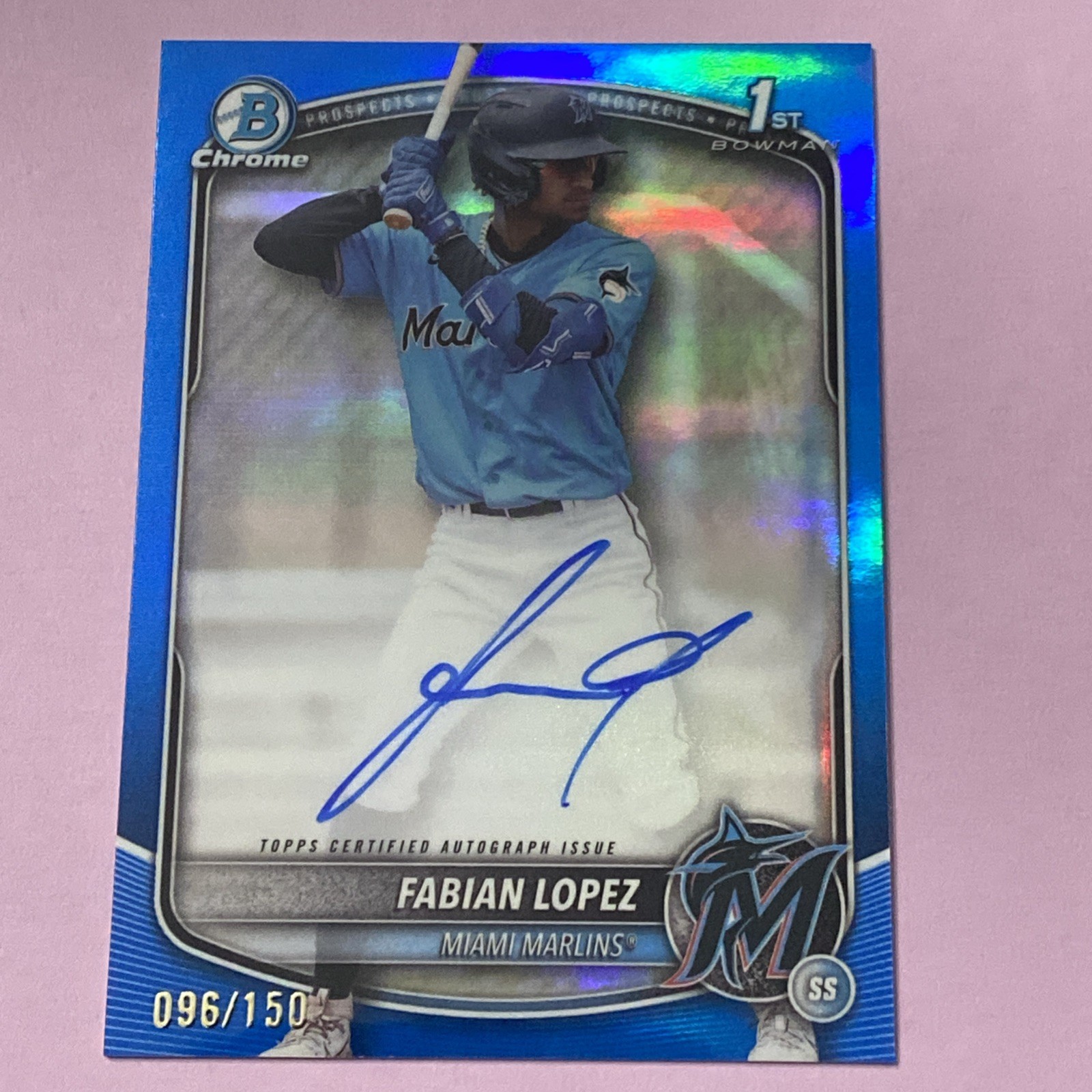 2025 Bowman Chrome | Fabian Lopez | 1st Bowman Blue Refractor Auto /150 | Rays