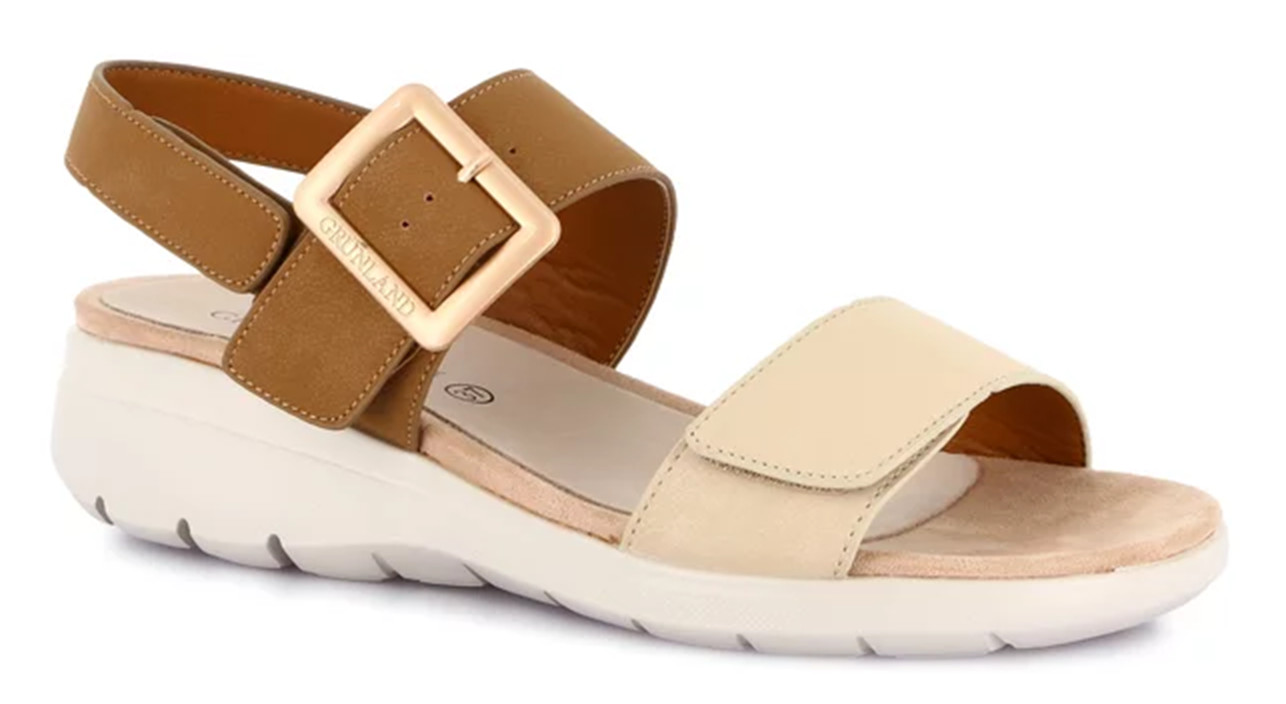 GRUNLAND SA1995-C9 DEMA SANDALS SHOES WOMEN FIBBIS TEAR FAUX LEATHER BEIGE