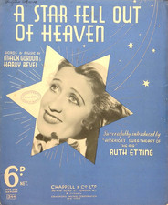 A Star Fell Out Of Heaven Sheet Music Ruth Etting Mack Gordon Revel British UK