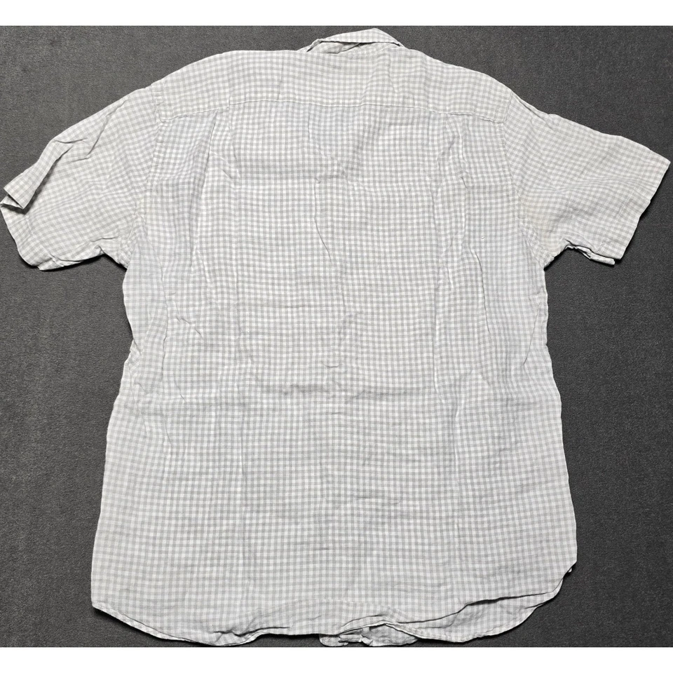 J.Crew Mens Irish Linen Gingham Check Camp Short Sleeve Button Down Shirt Large - Image 3 of 4