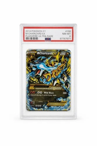 2014 POKEMON XY FLASHFIRE ULTRA RARE #108 M CHARIZARD EX PSA 8