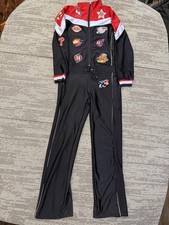 Soho Babe Sports Track Suit Womens Large Black Red Zip Up Patch Athletic 73 38