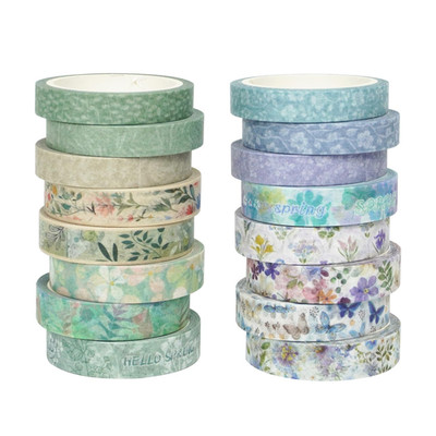 Spring Floral Washi Tape Set - 16 Decorative Rolls for Planners and Crafts