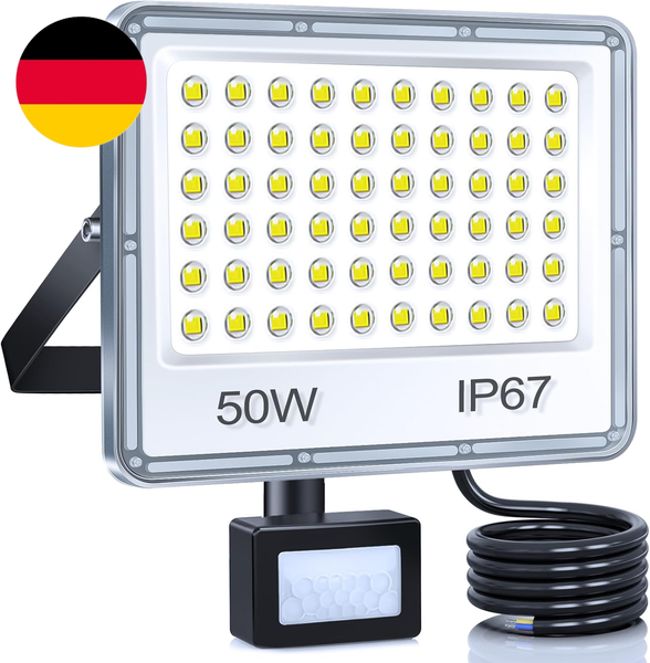 Yiqibro 50W Led Strahler Mit Bewegungsmelder AußEn, 5000LM Led Fluter Mit Bewegu-image