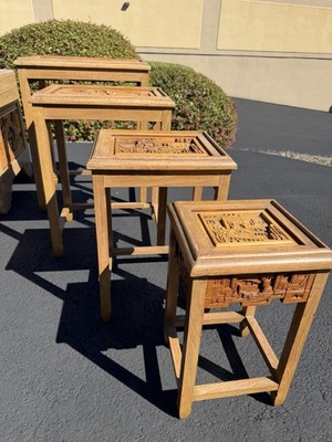 Set of 4 Antique Vintage Asian Nesting Tables. | eBay