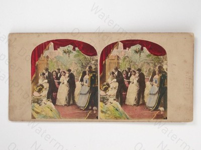 J Elliott The Ball Dancing Couples Victorian Hand-Tinted Stereoview
