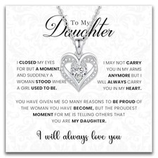 Double Heart To My Daughter Necklace from Dad and Mom with Rose Box - Daughter