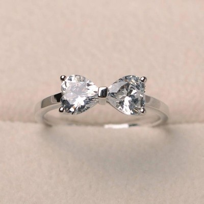 2.5 CT Heart Cut Two Stone VVS1 Moissanite Engagement Ring 14K White Gold Plated