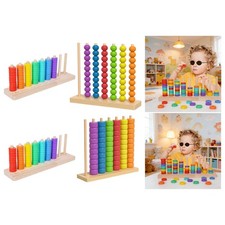 2x Wooden Color Sorting Stacking Toys Hand Eye Coordination Educational Toy