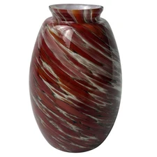 Art Glass Hanging Pendant Light Globe Red Swirl Replacement Shade 6 1/2" Tall