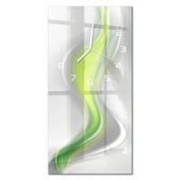 Moderne Wanduhr Aus Glas Im Hochformat Wellen-Abstraktion WeißE Zeiger 30X60 Cm