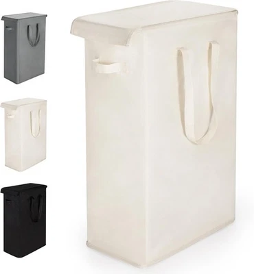 Wäschekorb mit Langem Griff 55L Faltbarer Wäschesammler Beige - Bild 1 von 4