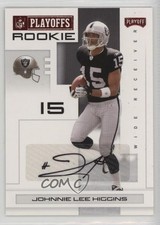 2007 Playoff NFL Playoffs Rookie Red Signatures Johnnie Lee Higgins Auto n1u